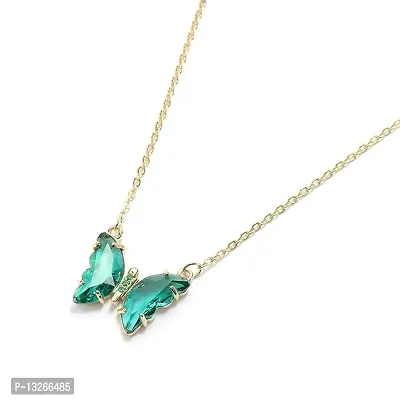 Charming Gold Plated Crystal Butterfly Pendant Necklace For women and girl-thumb2