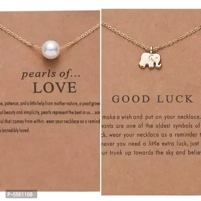 New Style Gold Pearl Chain Necklace For Girls/Women Combo Set of 2