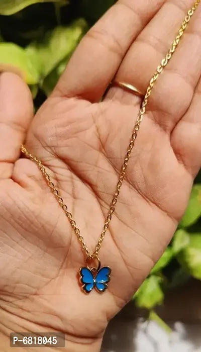Butterfly Shape Necklace Golden Chain Pendant for Women and Girls