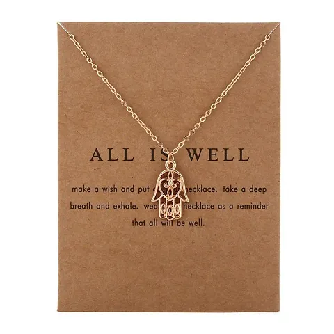 Charm Pendant Necklace with Wish Card For Women