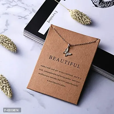 Charm Pendant Necklace with Wish Card for Women and Girls