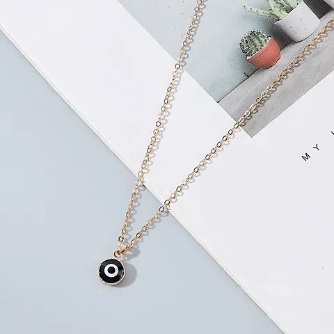 Gold Plated Evil Eye Pendant Necklace for Women