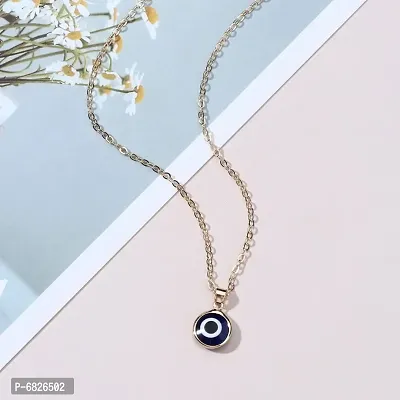 Gold Plated Blue Evil Eye Pendant Necklace for Women and Girls