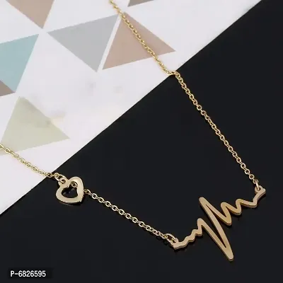 Fancy Stylish Heartbeat Stainless Steel Necklace Pendant Chain for Women  Girls