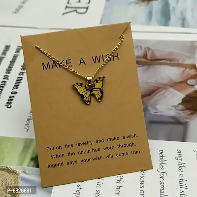 Fancy Korean Style MAW Butterfly Necklace With Chain For Girls And Women