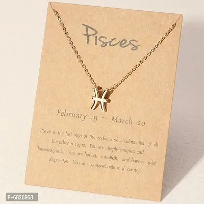 Pisces Zodiac Sign Chain Pendant Necklace Jewellery for Women  Girls-thumb0