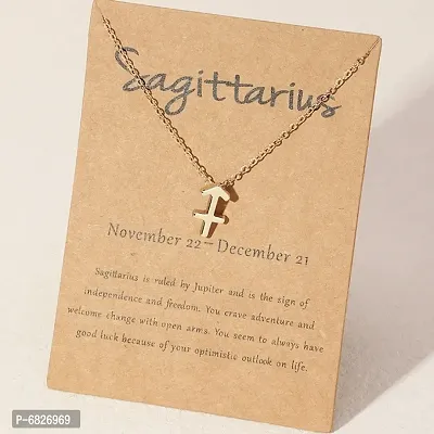 Sagittarius Zodiac Sign Chain Pendant Necklace Jewellery for Women  Girls-thumb0