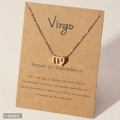 Virgo Zodiac Sign Chain Pendant Necklace Jewellery for Women  Girls-thumb0