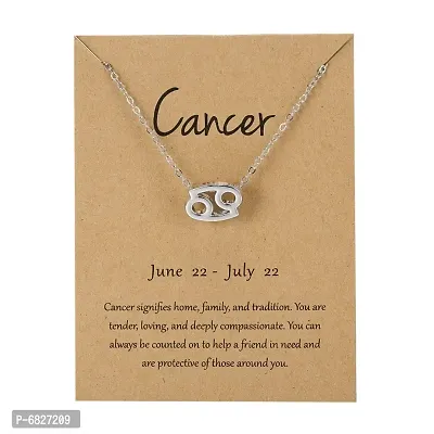 Cancer Silver Zodiac Sign Chain Pendant Necklace Jewellery for Women  Girls