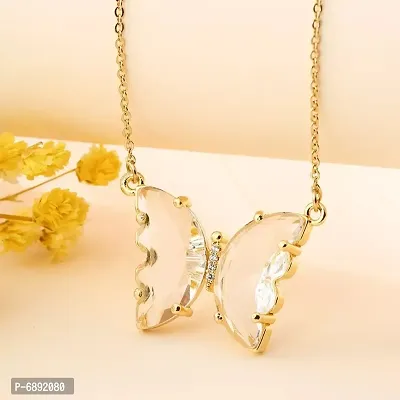 Crystal Butterfly Pendant Necklace for Women and Girls-thumb0