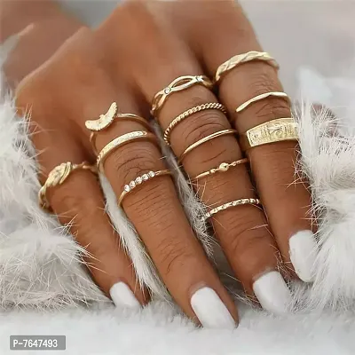 Bohemia Rings Gold-Plated Novelty Stackable Rings Set of 12