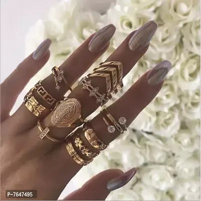 Bohemia Rings Gold-Plated Novelty Stackable Rings Set of 13