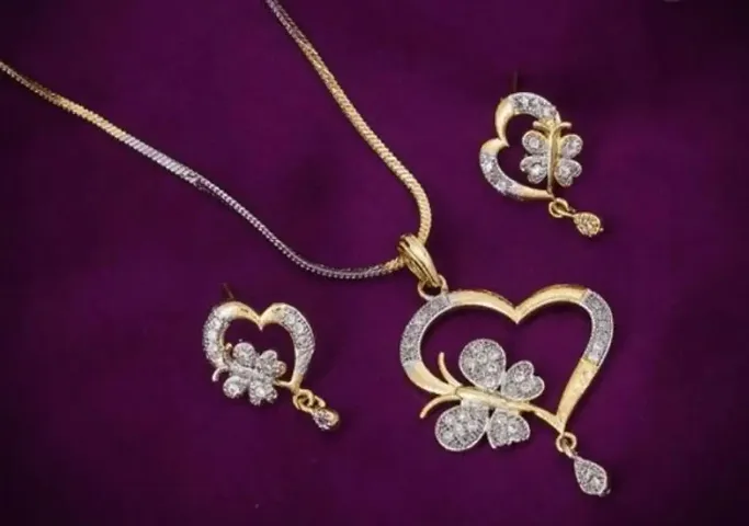 Heart Butterfly Pendant Necklace  Earrings for Women | Fine Jewelry Gifts for Women  Girls