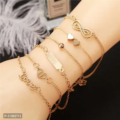 6pc/set Vintage Simple Link Chain Bracelets For Women