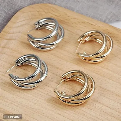 Korean Metal Elegant Hoop Earring Woman 2020 New Vintage Gold Color Geometric Statement Earrings Jewelry Set of 2-thumb0