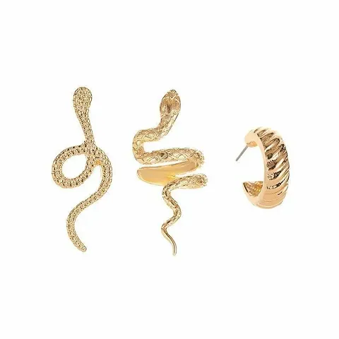 Punk Snake Ear Climber Earrings Serpent Cartilage Earrings Snake Ear Wrap Earrings