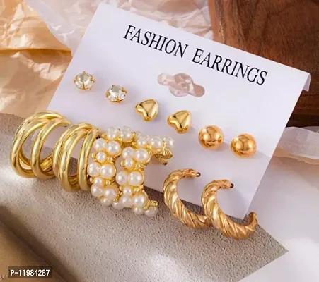 Fashion Acrylic Shell Earrings Set Female Bohemian Tassel Long Stud Earrings Geometric Jewelry Pair of 6