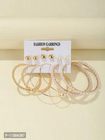 Fashion Acrylic Shell Earrings Set Female Bohemian Tassel Long Stud Earrings Geometric Jewelry Pair of 6