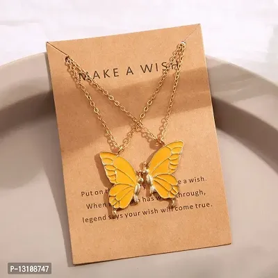 Women Colorful Butterfly Necklace Bohemian Ethnic Style Clavicle Chain Fashion Jewelry Set of 2
