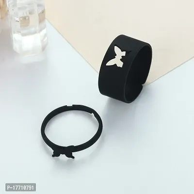 Sleek and Dainty Minimalist Black Butterfly Ring - Perfect for Everyday Wear-thumb0