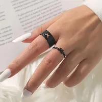 Sleek and Dainty Minimalist Black Butterfly Ring - Perfect for Everyday Wear-thumb1