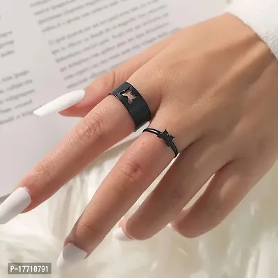 Sleek and Dainty Minimalist Black Butterfly Ring - Perfect for Everyday Wear-thumb2