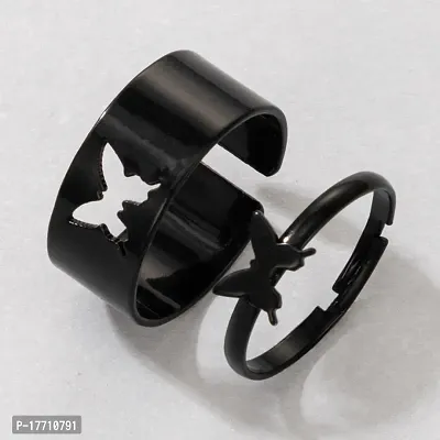 Sleek and Dainty Minimalist Black Butterfly Ring - Perfect for Everyday Wear-thumb3