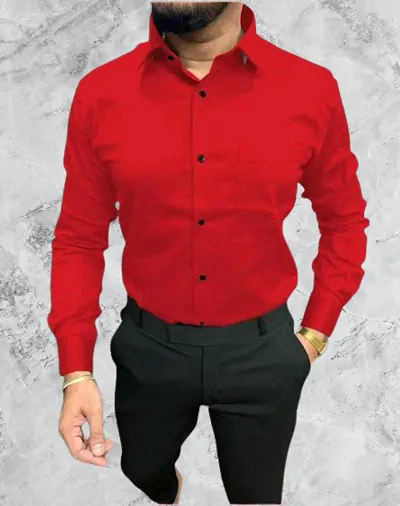 Fashionable Single Pocket Cotton Long Sleeves Shirts for Men