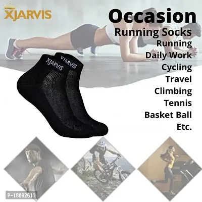 XJARVIS Athletic Ankle Length Half Terry Cotton Bamboo Socks Men  Women, Solid Sports Cushion Sneaker Unisex Towel Socks Black Combo for Running, Cycling  Gym, Odour Free (Pack of 5)-thumb3