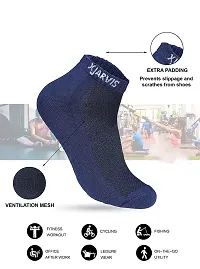 XJARVIS Athletic Ankle Length Half Terry Cotton Bamboo Socks Men  Women, Solid Sports Cushion Sneaker Unisex Towel Socks Navy Combo for Running, Cycling  Gym, Odour Free (Pack of 5)-thumb2