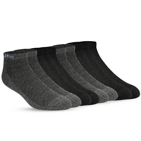 XJARVIS Men's and Women's Combed Cotton Ankle Length Socks With All Day Comfort Ankle Socks for Gym, Running, Sports, Training & Hiking - Pack of 4 Pairs (Free Size)