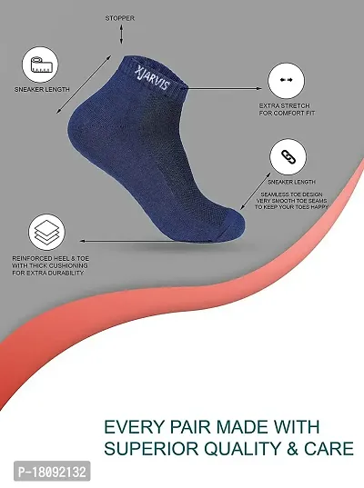 XJARVIS Athletic Ankle Length Half Terry Cotton Bamboo Socks Men  Women, Solid Sports Cushion Sneaker Unisex Towel Socks Navy Combo for Running, Cycling  Gym, Odour Free (Pack of 3)-thumb2