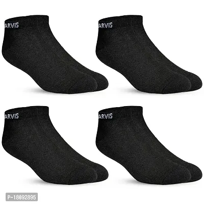 XJARVIS Men's and Women's Combed Cotton Ankle Length Socks With All Day Comfort Ankle Socks for Gym, Running, Sports, Training  Hiking - Pack of 4 Pairs (Black; Free Size)
