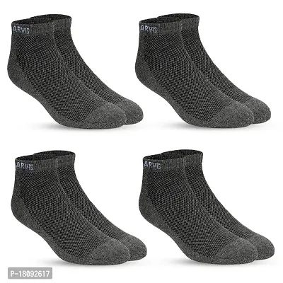 XJARVIS Men's and Women's Combed Cotton Ankle Length Socks With All Day Comfort Ankle Socks for Gym, Running, Sports, Training  Hiking - Pack of 4 Pairs (Dark Grey; Free Size)