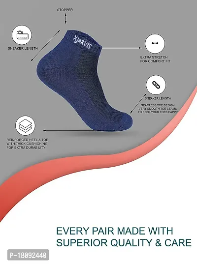 XJARVIS Athletic Ankle Length Half Terry Cotton Bamboo Socks Men  Women, Solid Sports Cushion Sneaker Unisex Towel Socks Navy Combo for Running, Cycling  Gym, Odour Free (Pack of 5)-thumb2