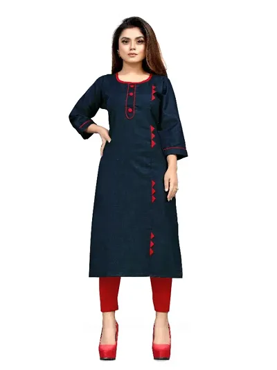 Stylish Solid Cotton Blend Straight Kurta