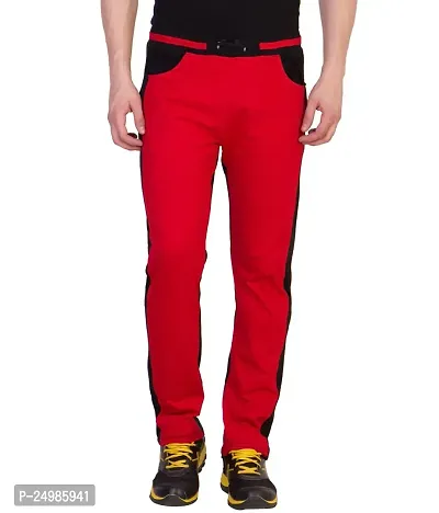 Curvive Men's Red Cotton Track Pants