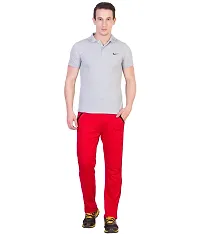 Curvive Men's Red with Black Straps Cotton Track Pants-thumb3