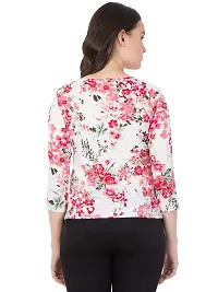 Curvive Women's White Floral Print Poly Crepe Top-thumb3