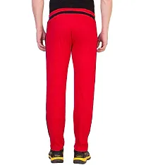 Curvive Men's Red with Black Straps Cotton Track Pants-thumb2