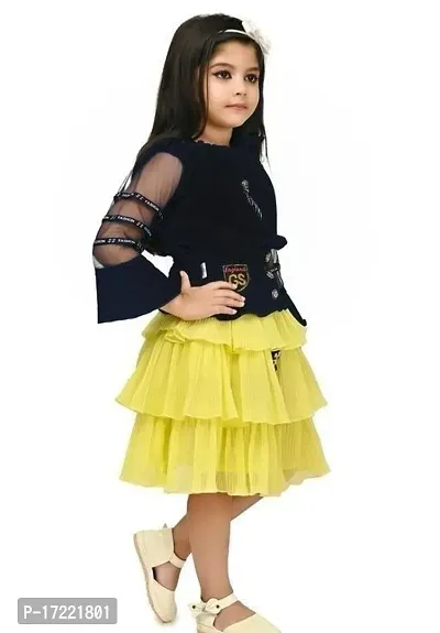 Beautiful Designed Girls 3/4SleeveTop And Knee Length Skirt Set For Festive  Party Wear.-thumb3