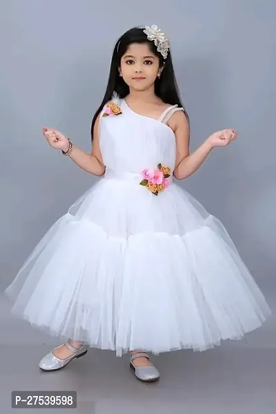 Designed White Color Frock For Girls-thumb0