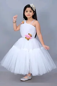 Designed White Color Frock For Girls-thumb1