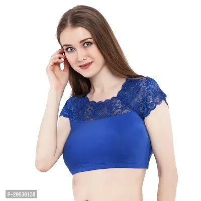 Buy Claseey inFashion Women's and Girl's Cotton Lycra Half Sleeve Readymade  Lace Net Blouse (Blue, Pack of 1) (38) Online In India At Discounted Prices