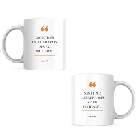 Now or Never: Your Coffee, Your Motivation | Motivational Coffee Mug for Office, Students, Goals | Masala Chai Cup | Tea Mug for Gift, Birthday, Present | 330ML (Pack of 1)-thumb1