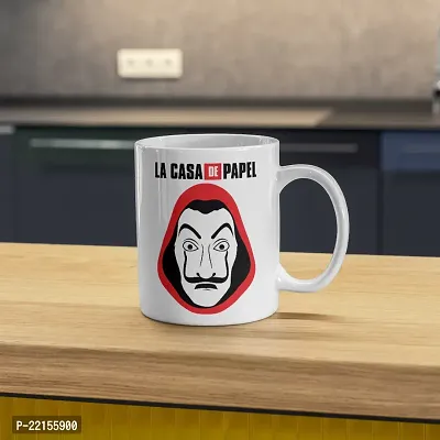 Plan Your Heist with the Money Heist Logo Coffee Cup | Money Heist Lover Netflix Rio Tokyo Burlin Professor Helsinki | Printed Ceramic Coffee Mug 330ML (Pack of 1)-thumb4