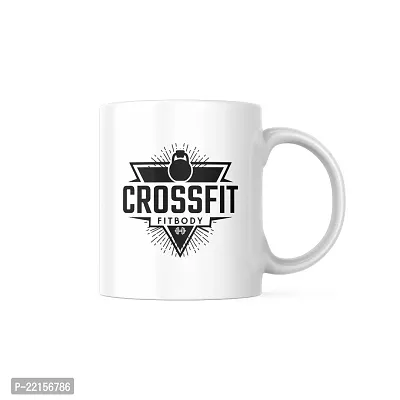 Crossfit Pride: Logo Branded Coffee Mug | Gift for Fitness Lover Athlete GYM Training Exercise Yoga FitnessFreak | Printed Ceramic Coffee Mug 330ML (Pack of 1)-thumb0