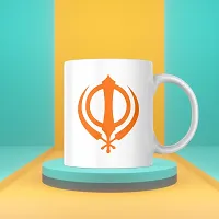 The Khanda Sikh Symbol Design White Ceramic Coffee Mug | Gift for Friends Bestfriends Sikhs Punjabi Khanda | Printed Ceramic Coffee Mug 330ML (Pack of 1)-thumb3