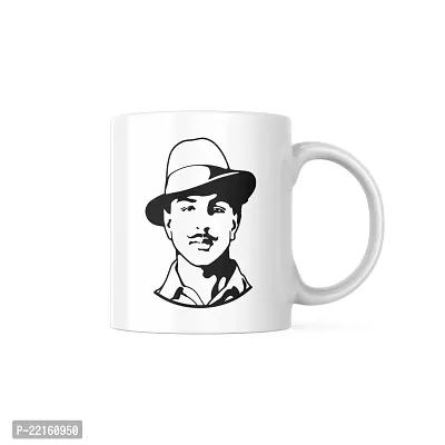 Shaheed Bhagat Singh Printed White Ceramic Tea  Coffee Mug | 330ML (Pack of 1)