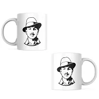 Shaheed Bhagat Singh Printed White Ceramic Tea  Coffee Mug | 330ML (Pack of 1)-thumb1